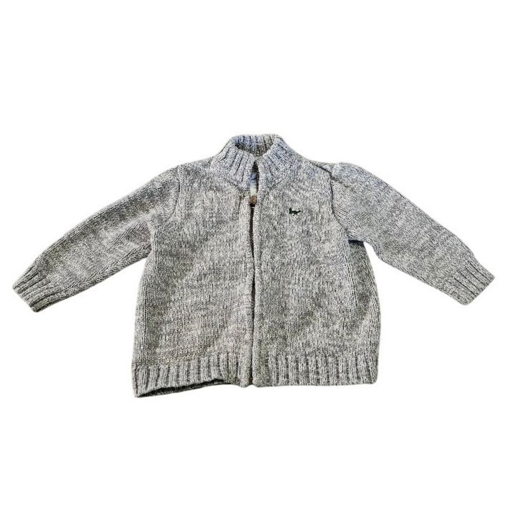 Carters Baby Boy Gray Knit Full Zip Cardigan Sweater 18 Months